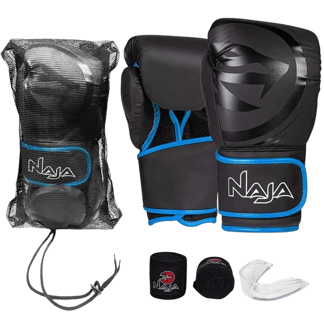 Kit Luvas de Boxe Naja + Bucal + Bandagens 