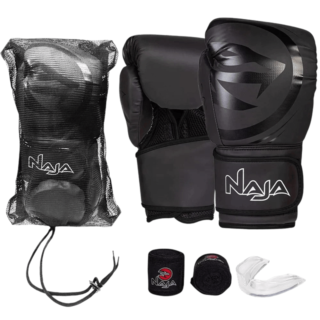 Kit Luvas de Boxe Naja + Bucal + Bandagens 