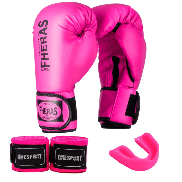 Kit Luvas de Boxe + Bucal + Bandagens