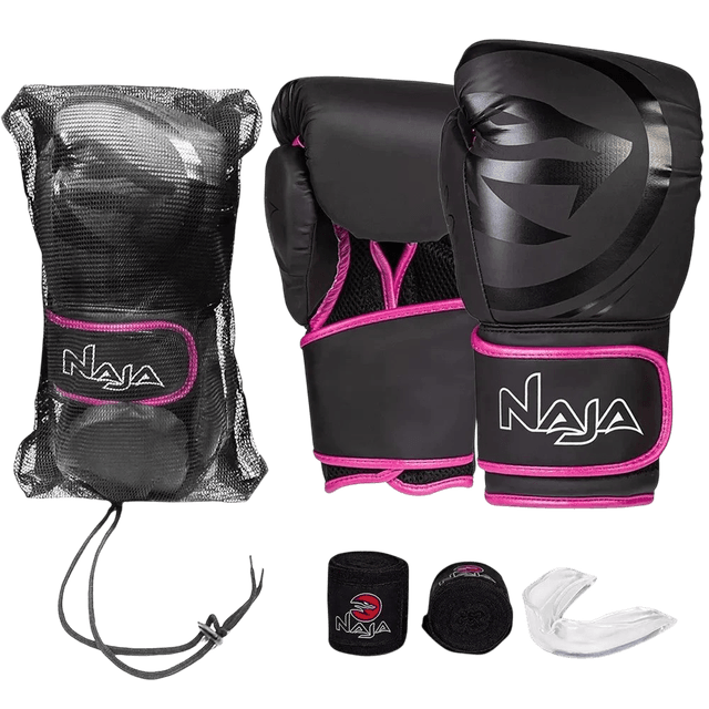 Kit Luvas de Boxe Naja + Bucal + Bandagens 