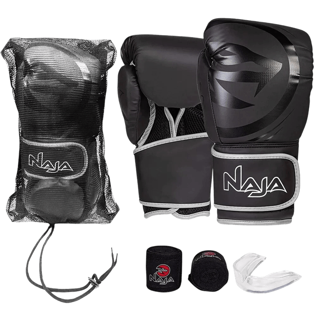 Kit Luvas de Boxe Naja + Bucal + Bandagens 