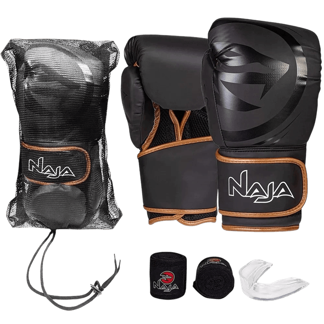 Kit Luvas de Boxe Naja + Bucal + Bandagens 