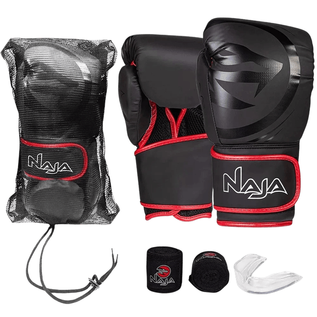 Kit Luvas de Boxe Naja + Bucal + Bandagens 