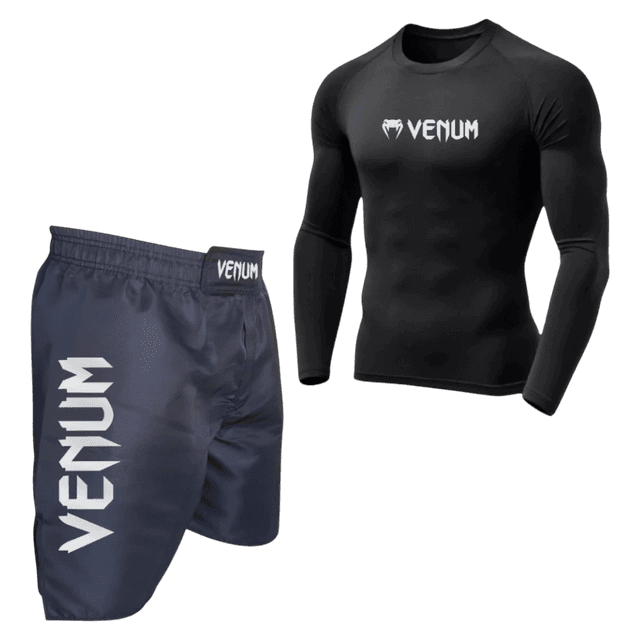 Kit Venum No-Gi Rash Guard + Shorts Preto